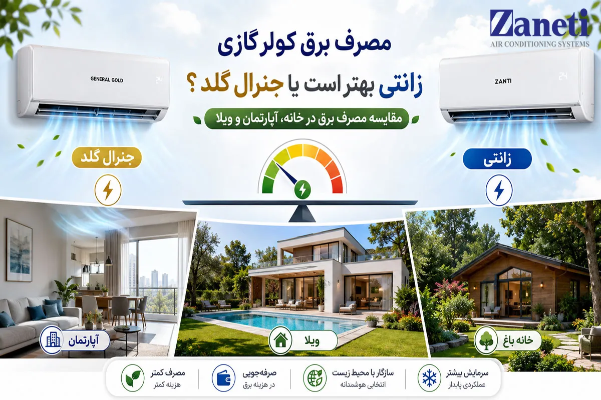 مصرف برق کولر گازی زانتی بهتر است یا جنرال گلد؟