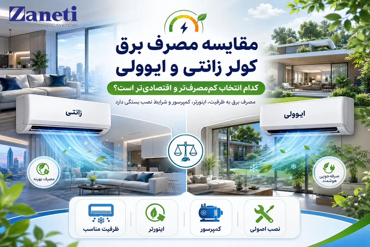 مقایسه مصرف برق کولر زانتی و ایوولی