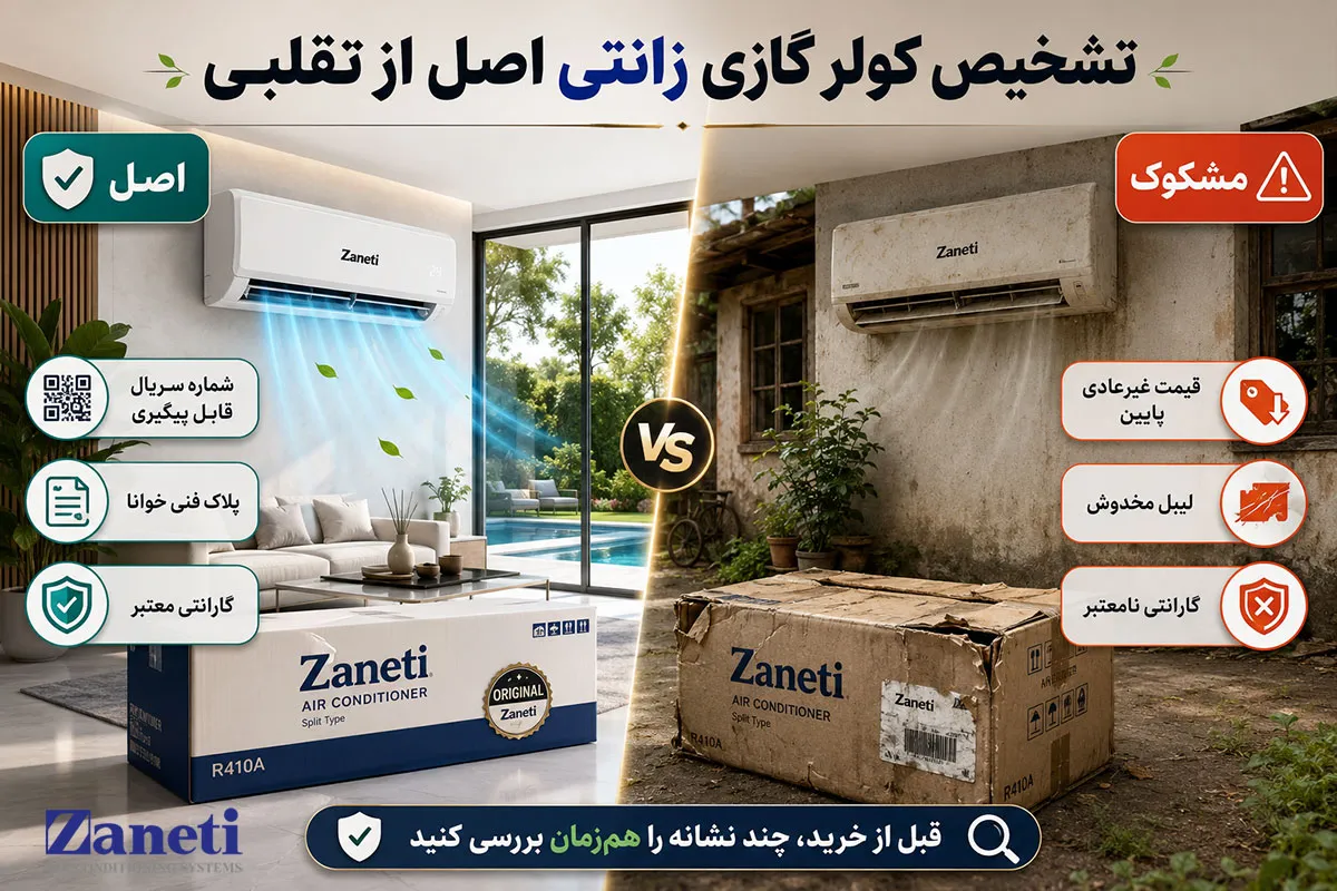 کولر گازی زانتی اصل از تقلبی را چطور تشخیص دهیم؟