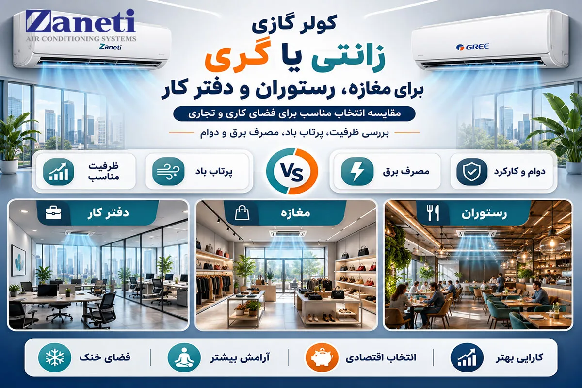 کولر گازی زانتی یا گری برای مغازه، رستوران و دفتر کار؟