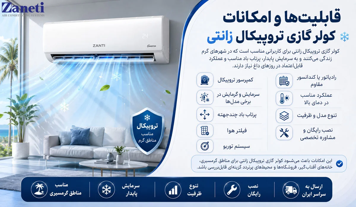 قابلیت‌ها و امکانات کولر گازی تروپیکال زانتی
