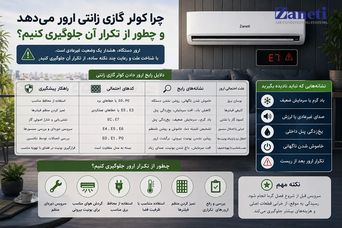 چرا کولر گازی زانتی ارور می دهد و چطور از تکرار آن جلوگیری کنیم؟