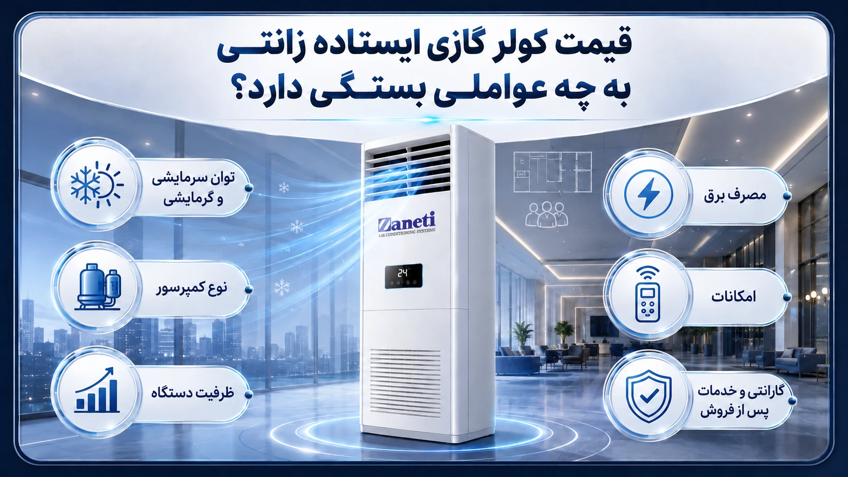 قیمت کولر گازی ایستاده زانتی به چه عواملی بستگی دارد؟